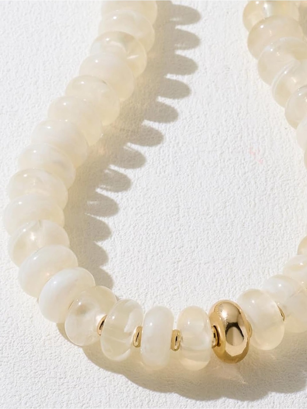 Gold Accent White Bead Choker Necklace - Picture 2 of 6